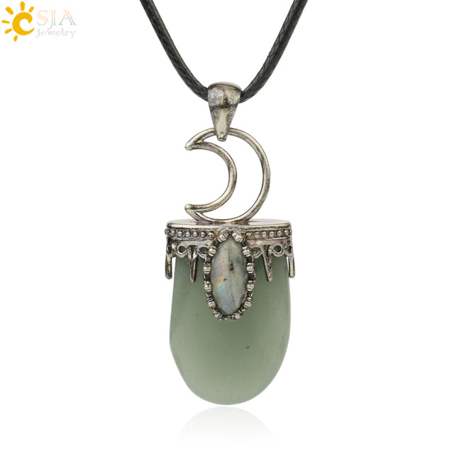 Natural Stone Crystal Antique Pendant Necklace