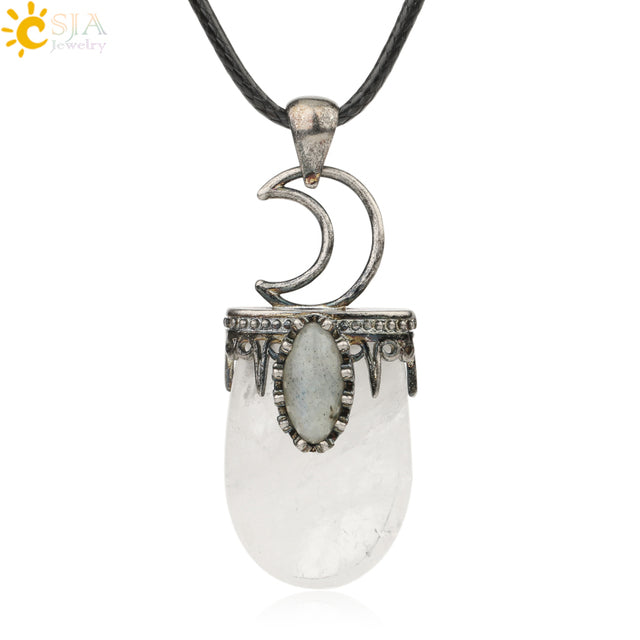 Natural Stone Crystal Antique Pendant Necklace